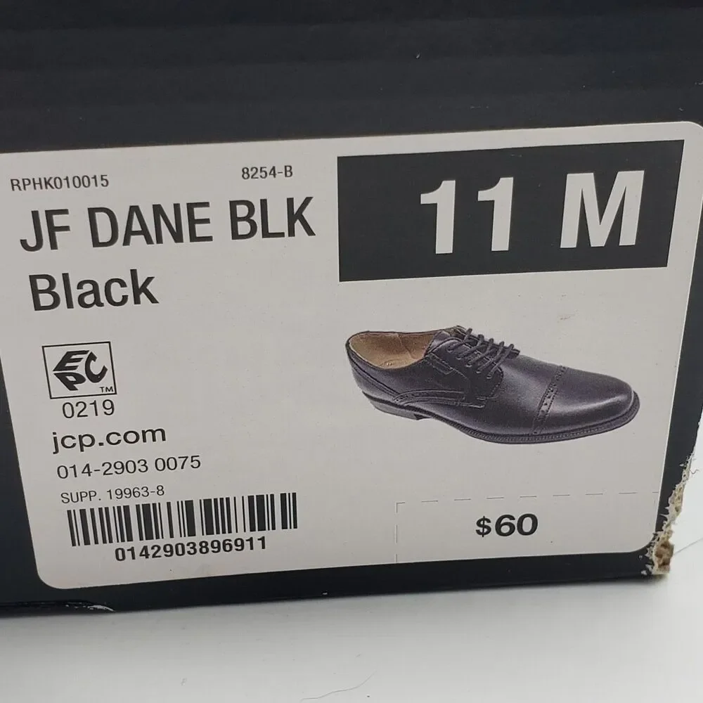 JF J Ferrar DANE 014-2903 Men’s Black Lace-Up Dress Shoes Size 11M Formal Oxford